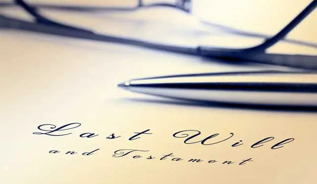paper with last will and testament on